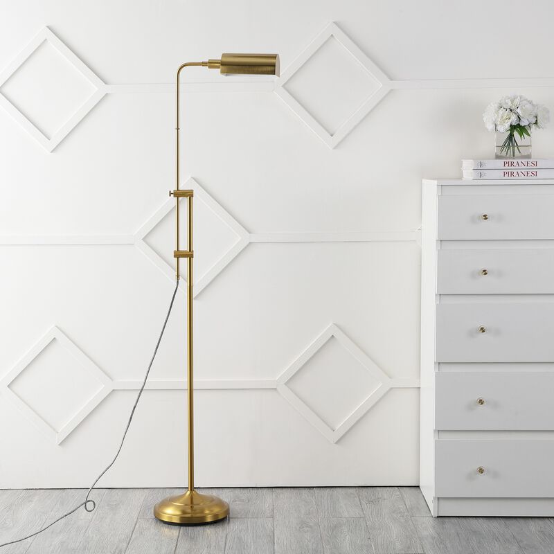 Zinnia Industrial Minimalist Height-Adjustable Iron Pharmacy LED Floor Lamp