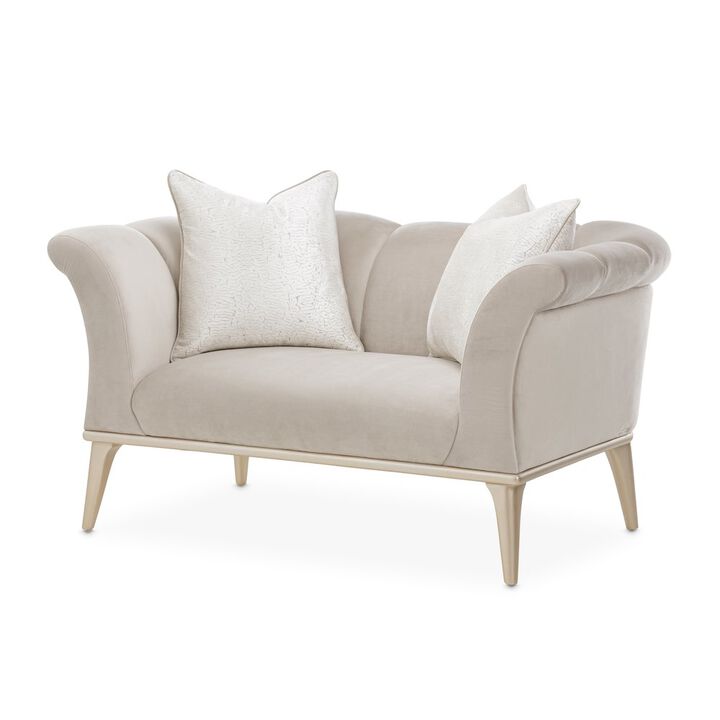 Michael Amini Yvette Chair and a Half - Porcini/Medium Champagne