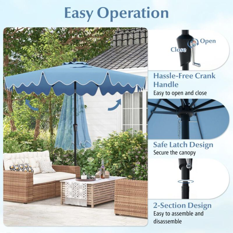 Hivvago 9 Feet Patio Umbrella with Crank Handle and Push Button Tilt