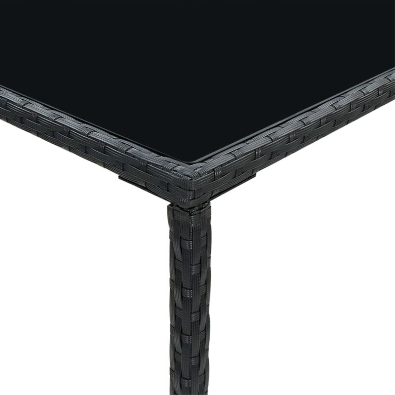 vidaXL Garden Bar Table Black 27.6"x27.6"x43.3" Poly Rattan and Glass