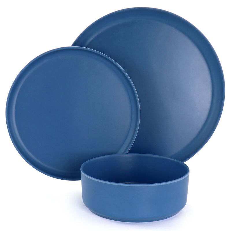 Gibson Home Canyon Crest 12 Piece Round Melamine Dinnerware Set in Blue