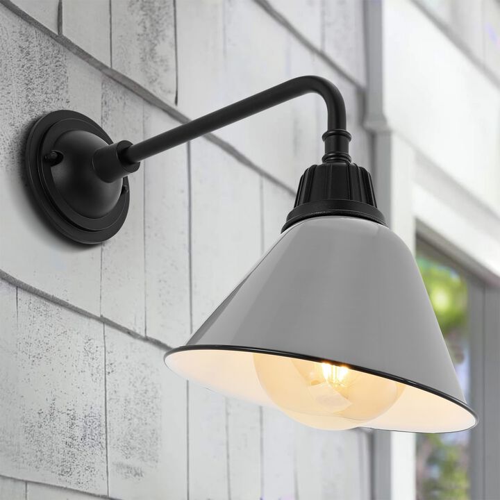 Croydon Farmhouse Industrial Indoor/Outdoor Iron LED Gooseneck Arm Outdoor Sconce
