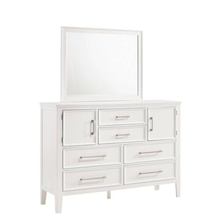 New Classic Furniture Furniture Andover Solid Wood Dresser with Mirror in White