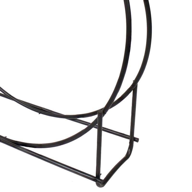 Sunnydaze 40 in Black Powder-Coated Iron Firewood Log Hoop Rack