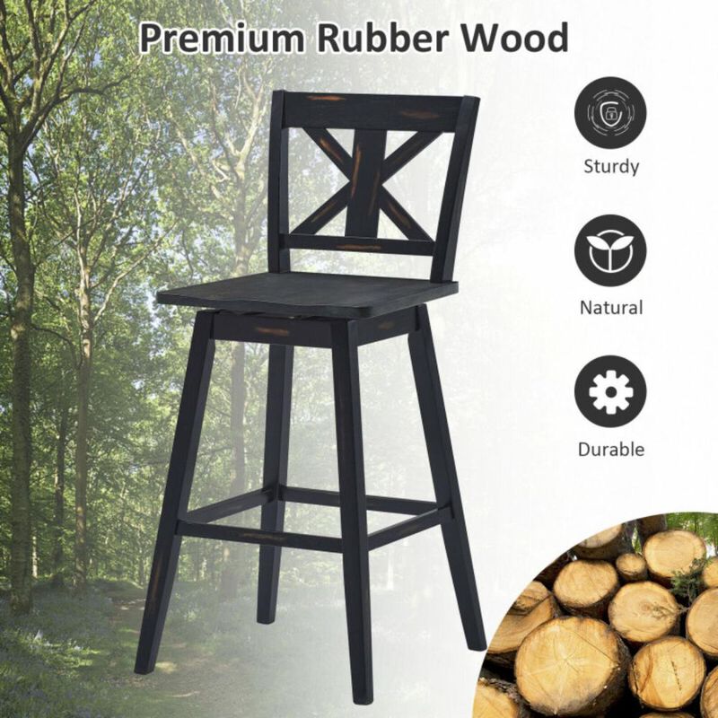 Hivvago Set of 2 360-Degree Swivel Bar Stools for Home Restaurant
