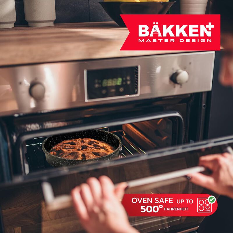 Bakken- Swiss Kitchen Cookware Set - Nonstick Coating, Pot and Pans Set with Handle Grips & Tempered Glass Lids, PFOA, PFOS, PTFE Free, Ceramic Max Temperature (Up To 500° F), Set of 23