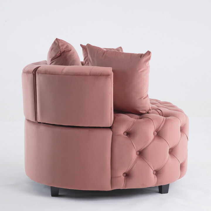 Accent Chair Classical Barrel Chair For Living Room Modern Leisure Sofa Chair (Pink)