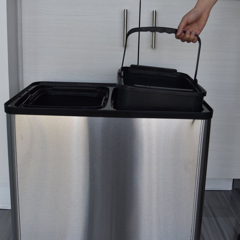 iTouchless 16 Gallon / 61 Liter Sensor Recycle Bin & Trash Can