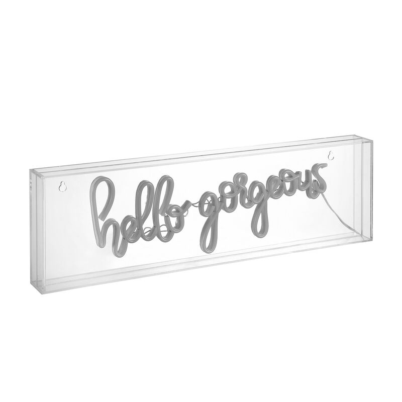 Hello Gorgerous 20" Contemporary Glam Acrylic Box USB Operated LED Neon Light