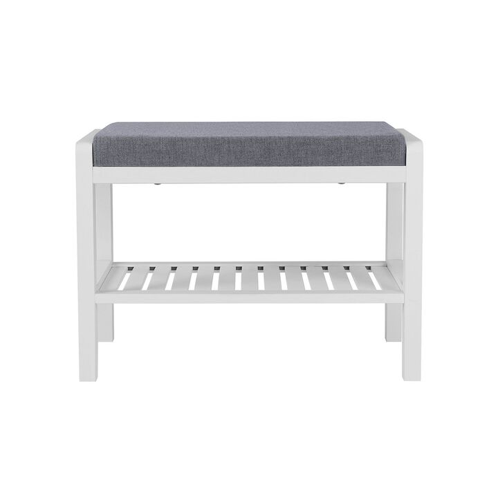 Wicker Shoe Bench Rack with Cushioned Padded Seat - Entryway Storage Shelf Bench
