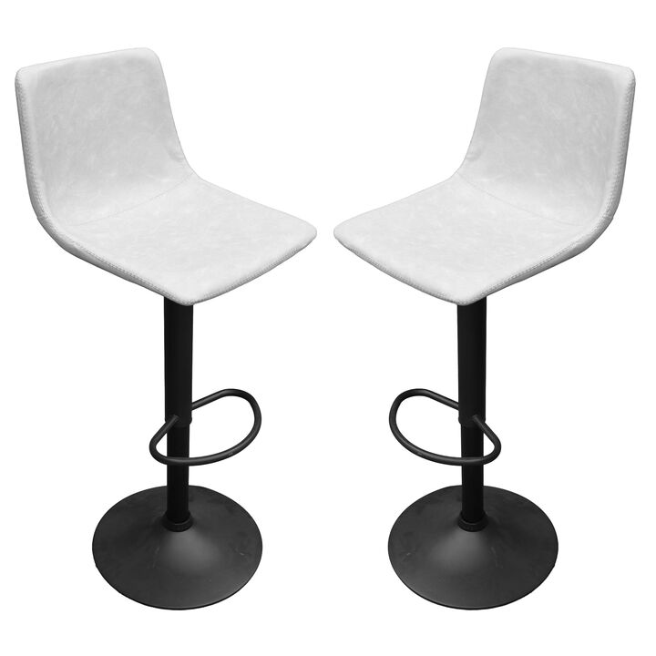 LeisureMod Tilbury Modern Adjustable Bar Stool With Footrest & 360-Degree Swivel Set of 2