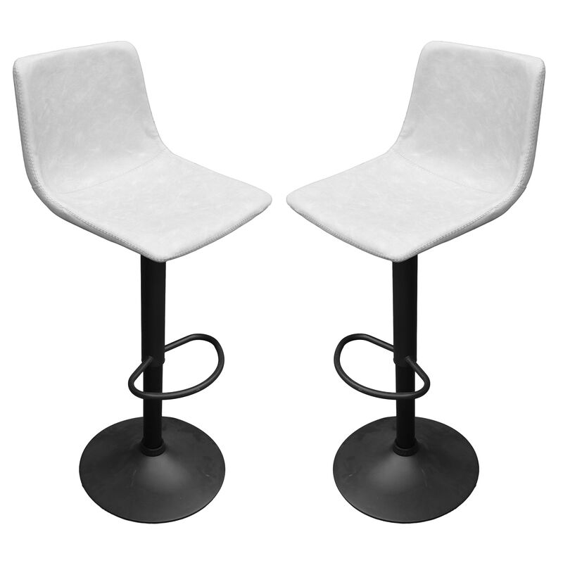 LeisureMod Tilbury Modern Adjustable Bar Stool With Footrest & 360-Degree Swivel Set of 2