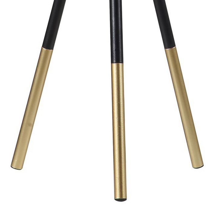 Table Lamp with Tripod Metal Base, Black and Gold-Benzara