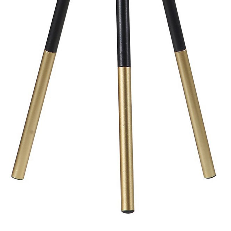 Table Lamp with Tripod Metal Base, Black and Gold-Benzara
