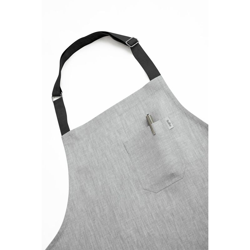 Solino Home 100% Pure Linen Bib Apron 32 x 27 Inch | Linen Kitchen Apron for Men and Women