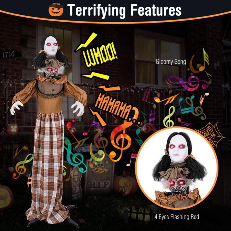 Hivvago Halloween Animatronic Haunted Woman with Pop Up Head and Control Button
