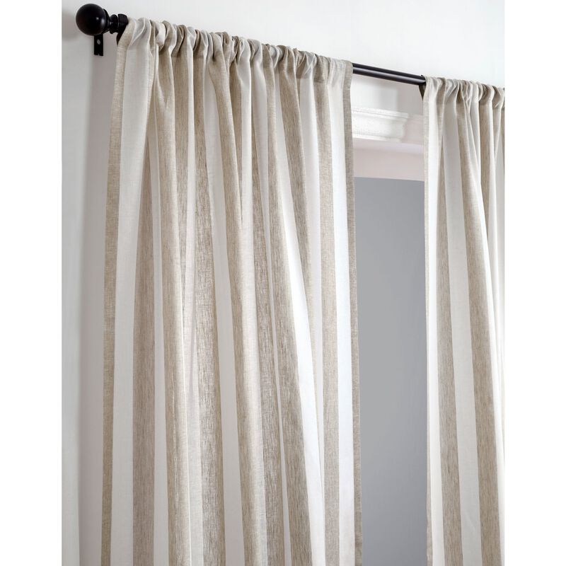 Solino Home 100% Pure Linen Cabana Stripe Curtain for Thanksgiving, Christmas