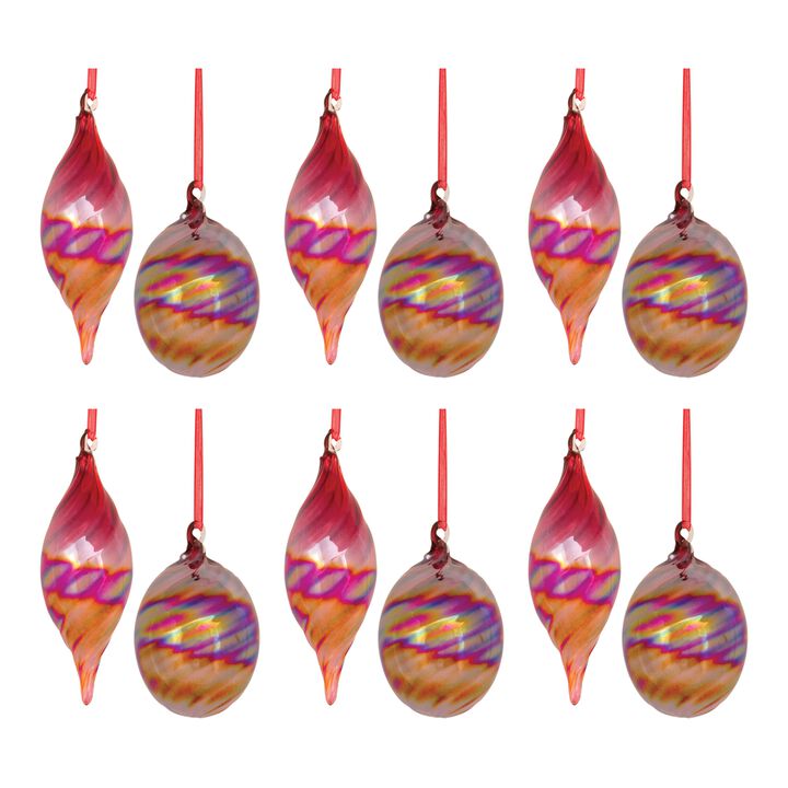 Set of 12 Iridescent Glass Ornaments – Elegant Christmas Tree Decorations with Shimmering, Reflective Finish