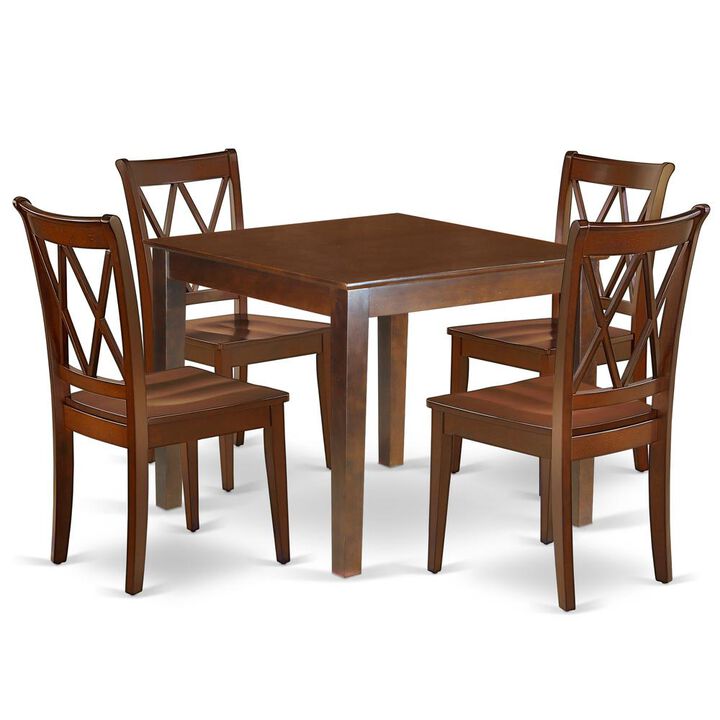 East West Furniture Dining Room Set Mahogany, OXCL5-MAH-W