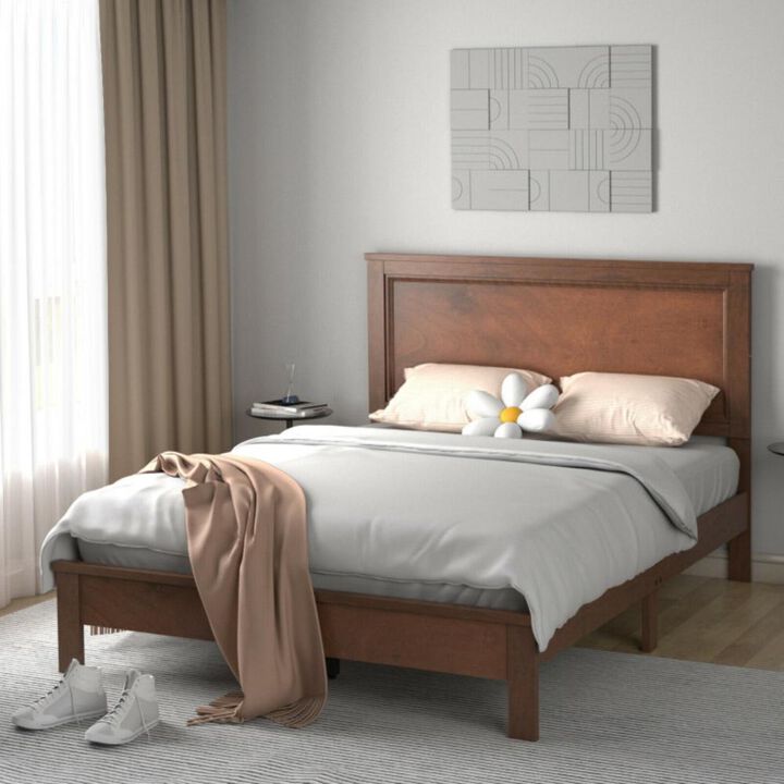 Hivvago Full Size Platform Slat Bed Frame with High Headboard