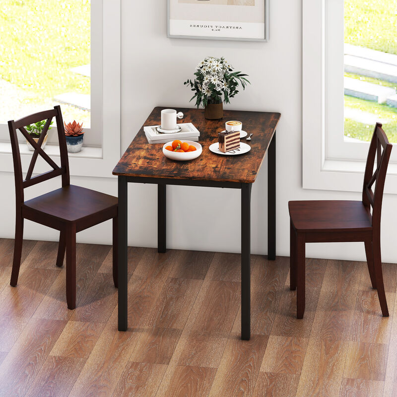 Wood Dining Chair Set of 2 with Rubber Wood Legs and Curved Backrest