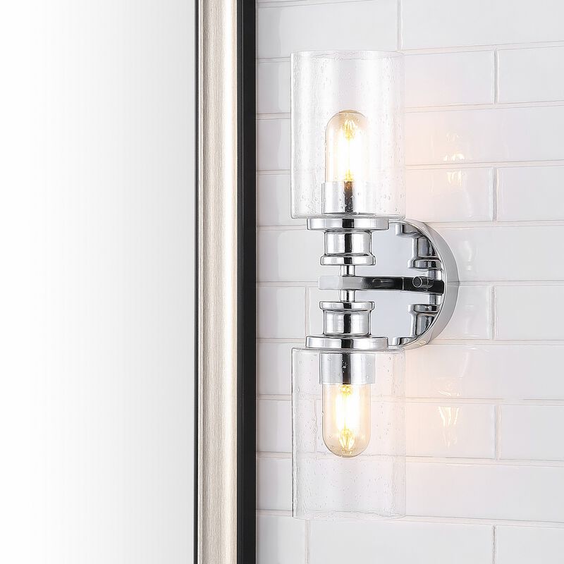 Jules Edison Cylinder Iron/Seeded Glass Farmhouse Contemporary LED Wall Sconce