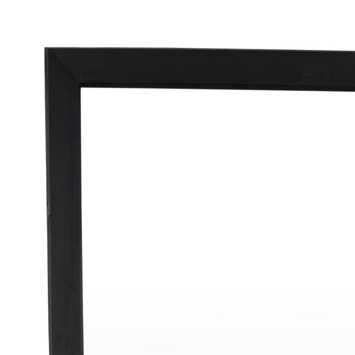 Wall-Mounted Mirror with Tall Rectangular Frame, 24 x 71, Black Metal - Benzara