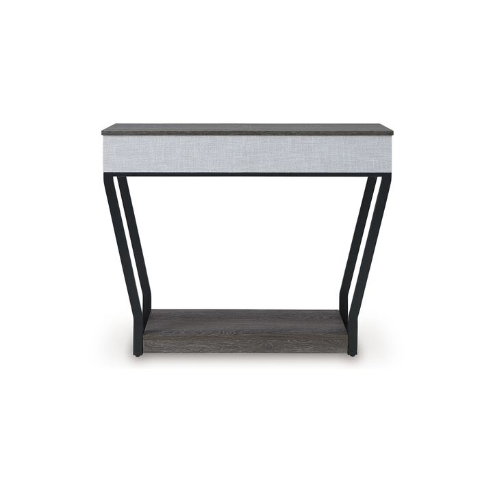 36 Inch Seme Console Table, Wireless Charging, Built in Speakers, Gray - Benzara