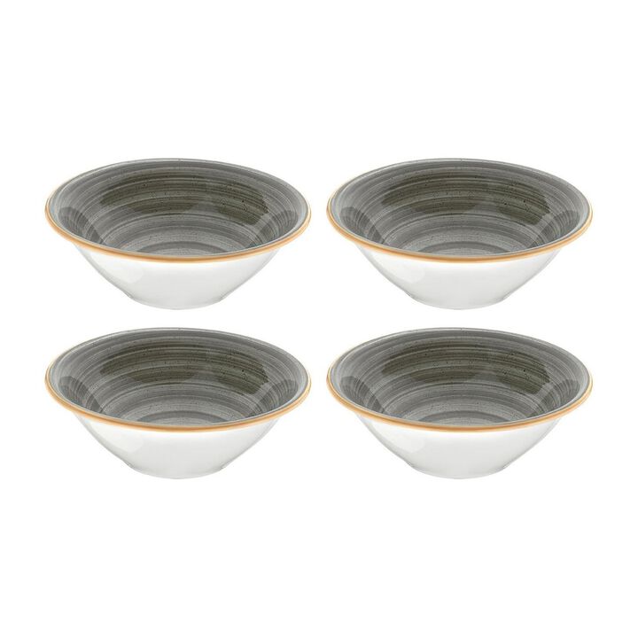 Space dia.7" h:2.5" 23 oz. Round Grey Porcelain Bowl (Set of 4)