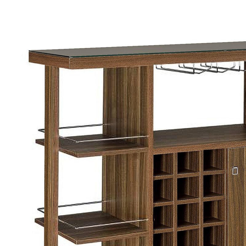 Sturdy Modern Bar Unit with Wine Bottle Storage - Benzara