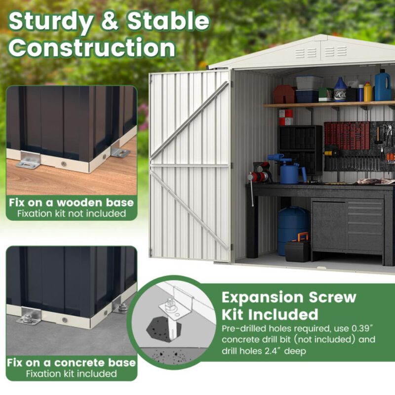 Hivvago 7 x 4 Feet Metal Outdoor Storage Shed with Lockable Door