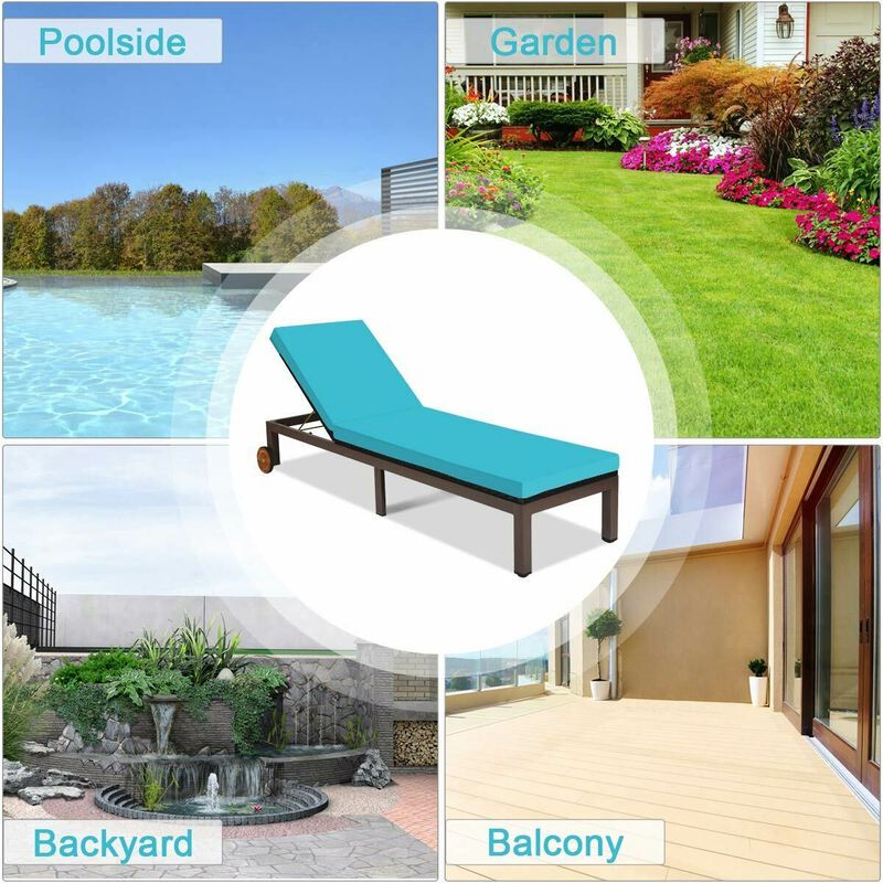 Patio Chaise Lounge Chair Outdoor Rattan Lounger Recliner Chair