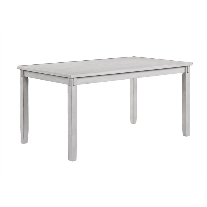 Peter 5 Piece Dining Table and Chairs Set, Wood, Fabric Upholstery, Gray - Benzara