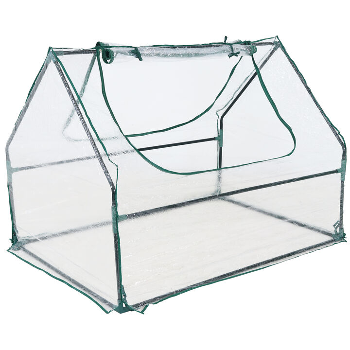 Sunnydaze 4 x 3 ft Iron PVC Panel Mini Greenhouse with 2 Doors - Clear