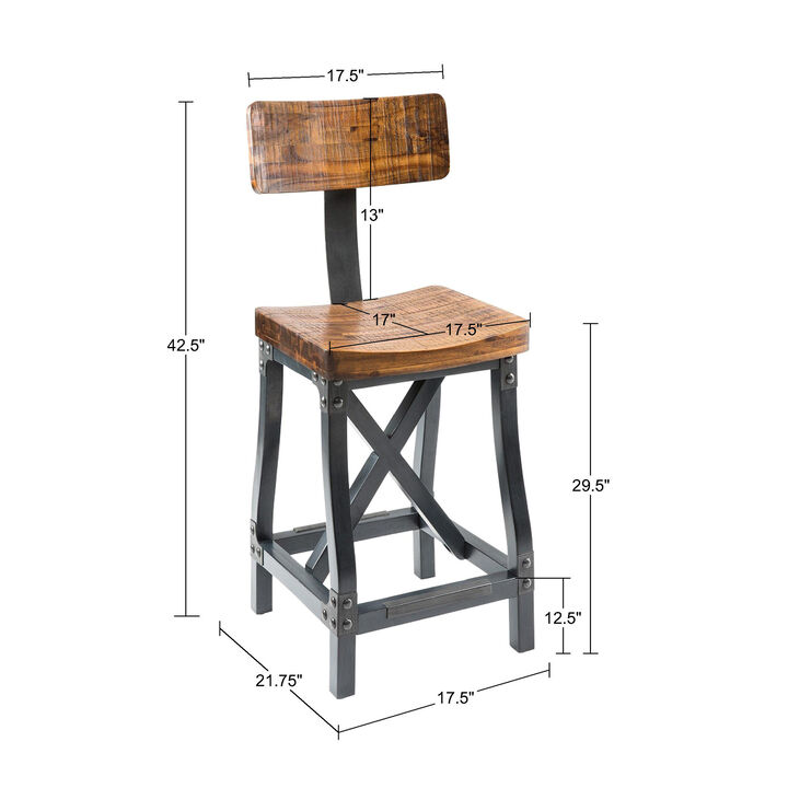 Gracie Mills Milton Comfort Heights Barstool with Back Support