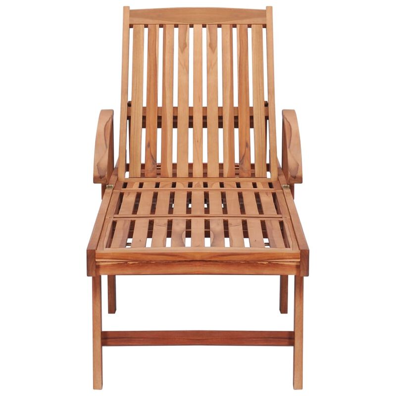 vidaXL Sun Lounger with Black Cushion Solid Teak Wood