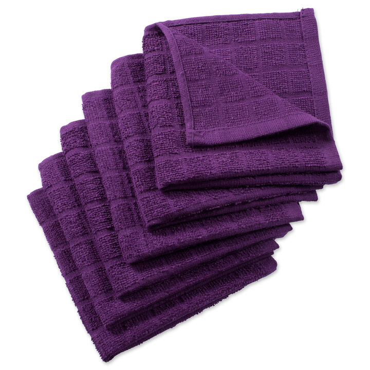 Set of 6 Egg Plant Solid Window Pane Terry Dishcloths 12"