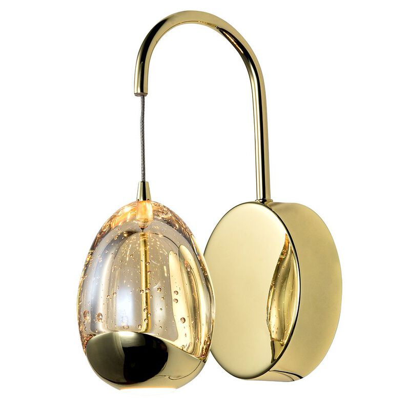 VONN Lighting Integrated LED Wall Sconce Light with Champagne Glass Shade in Gold