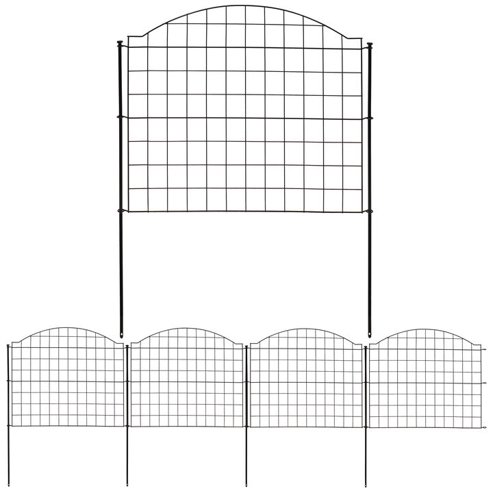 Sunnydaze 5-Piece Arched Grid Steel Garden Border Fence - 12.5 ft - Black
