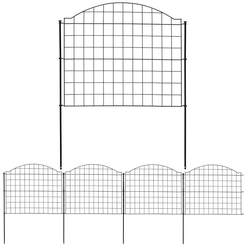 Sunnydaze 5-Piece Arched Grid Steel Garden Border Fence - 12.5 ft - Black