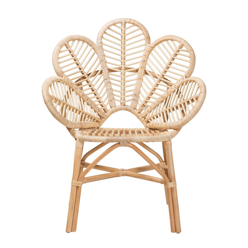 Bali & Pari Bianca Modern Bohemian Natural Brown Rattan Flower Chair