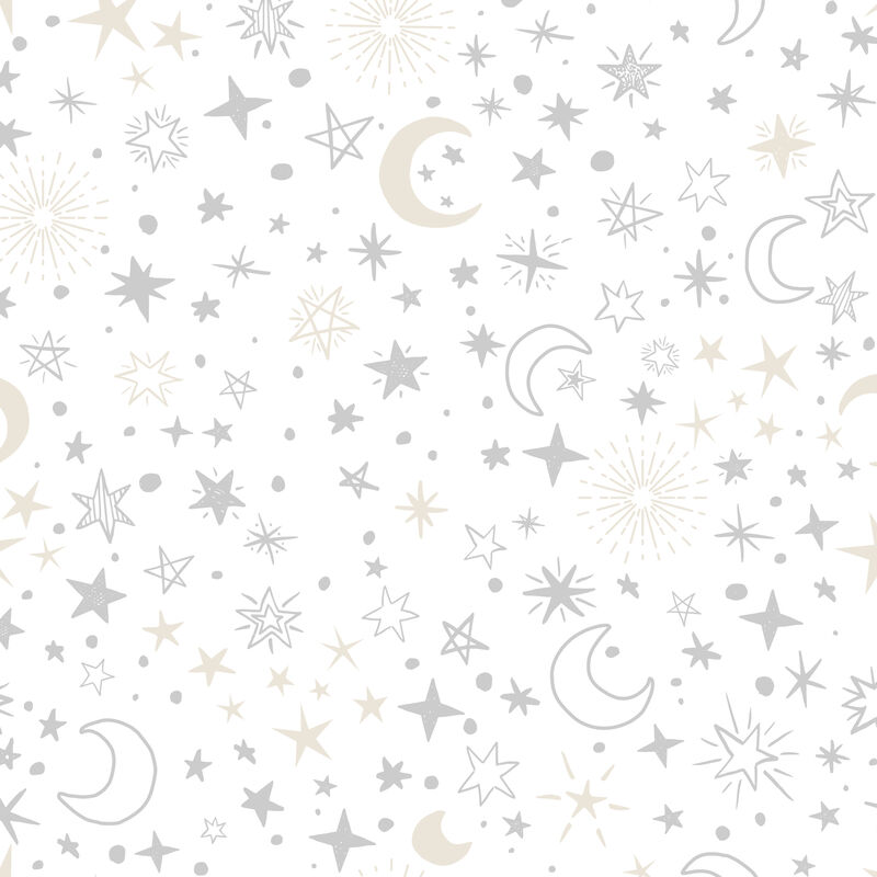 Lambs & Ivy Goodnight Moon 100% Cotton White Fitted Crib Sheet - Moon/Stars