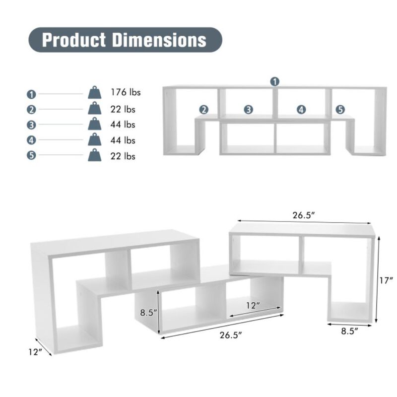 Hivvago 3 Pieces Console TV Stand for TVs up to 65 Inch with Shelves