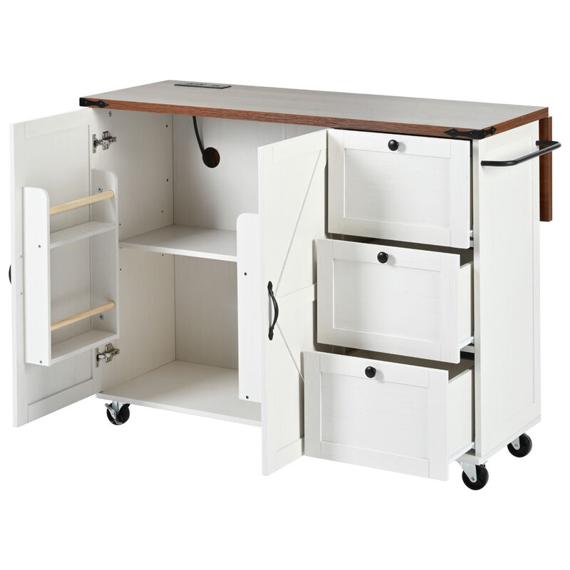 Merax Farmhouse Kitchen Island with Wheels