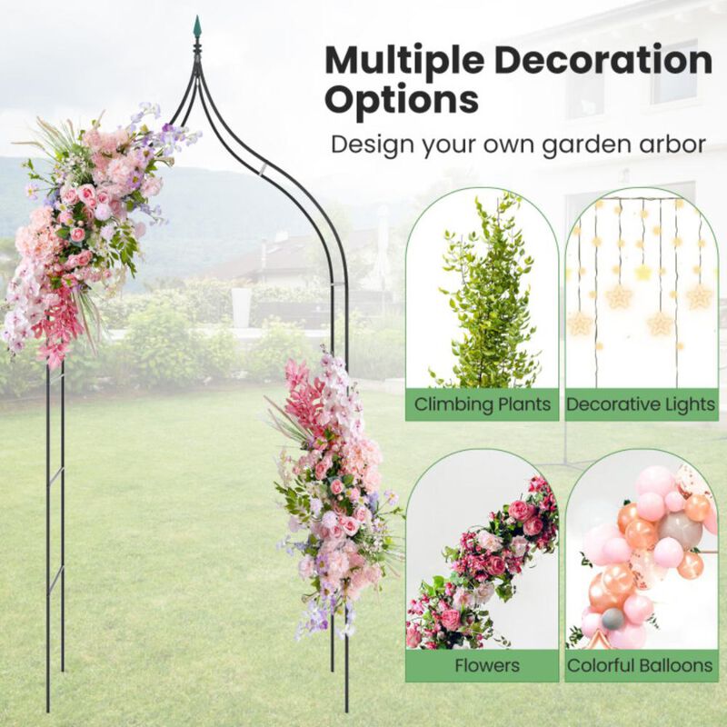Hivvago 9.5 Feet Decorative Metal Garden Arch for Vine Rose Climbing Wedding Ceremony Party Decoration