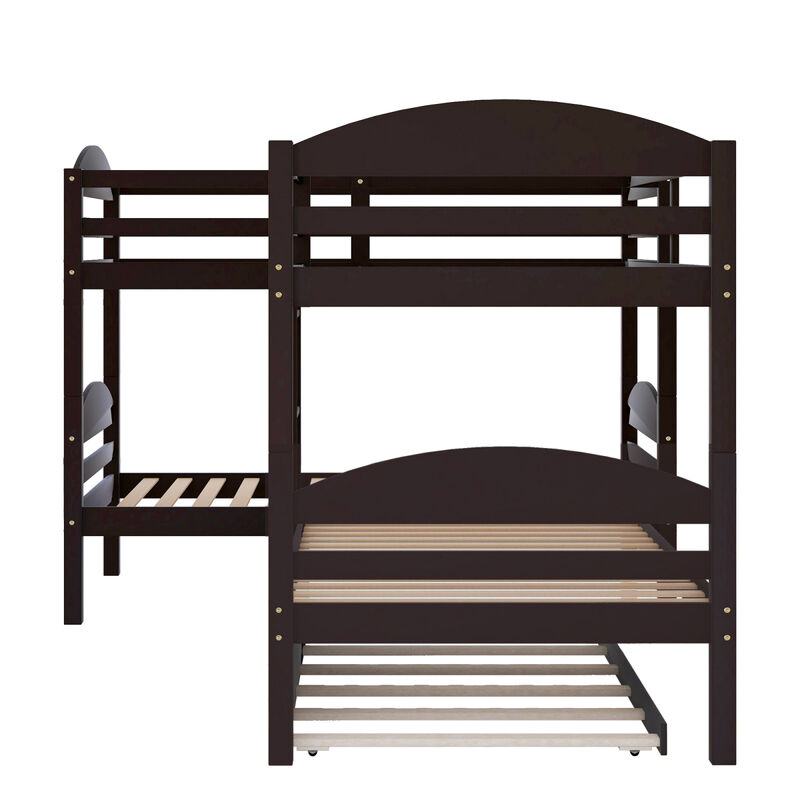 Twin L-Shaped Bunk Bed With Trundle
