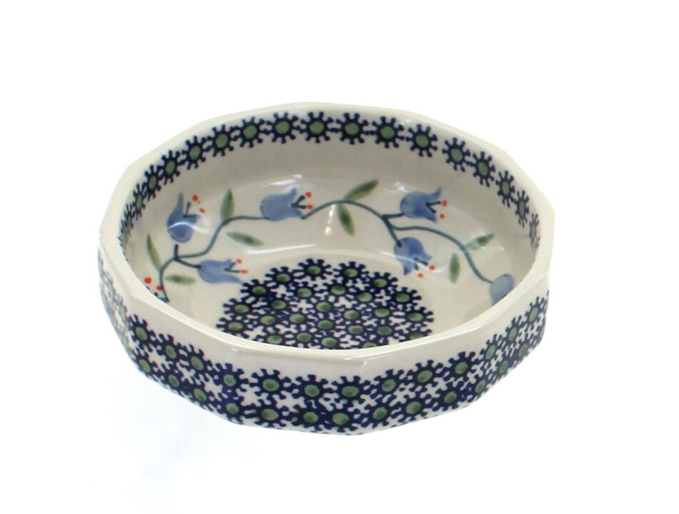 Blue Rose Polish Pottery Small Dots Small Angular Bowl