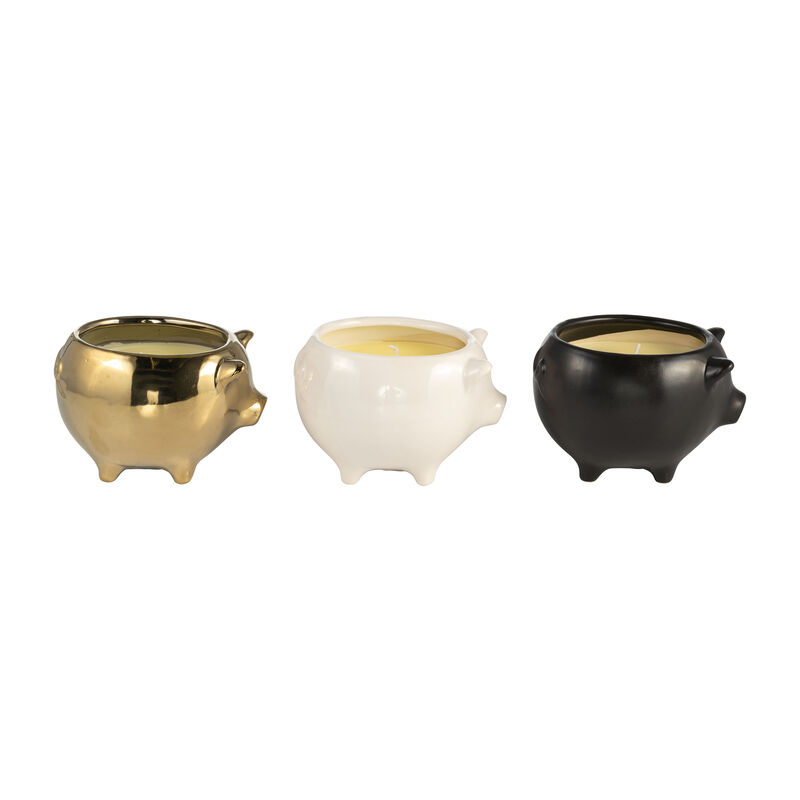 7" 9 Oz Vanilla Sandalwood Pig Candle Set