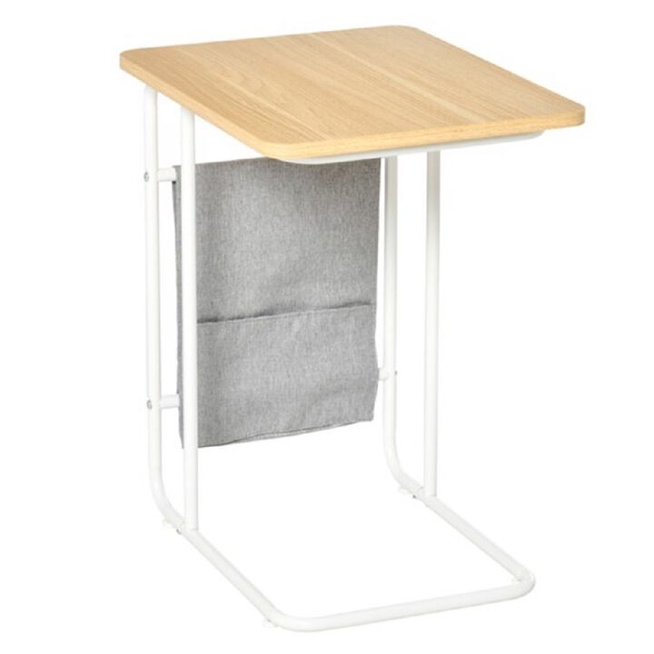 Modern C-Shaped Sofa Table, Laptop Stand & End Table for Living Room