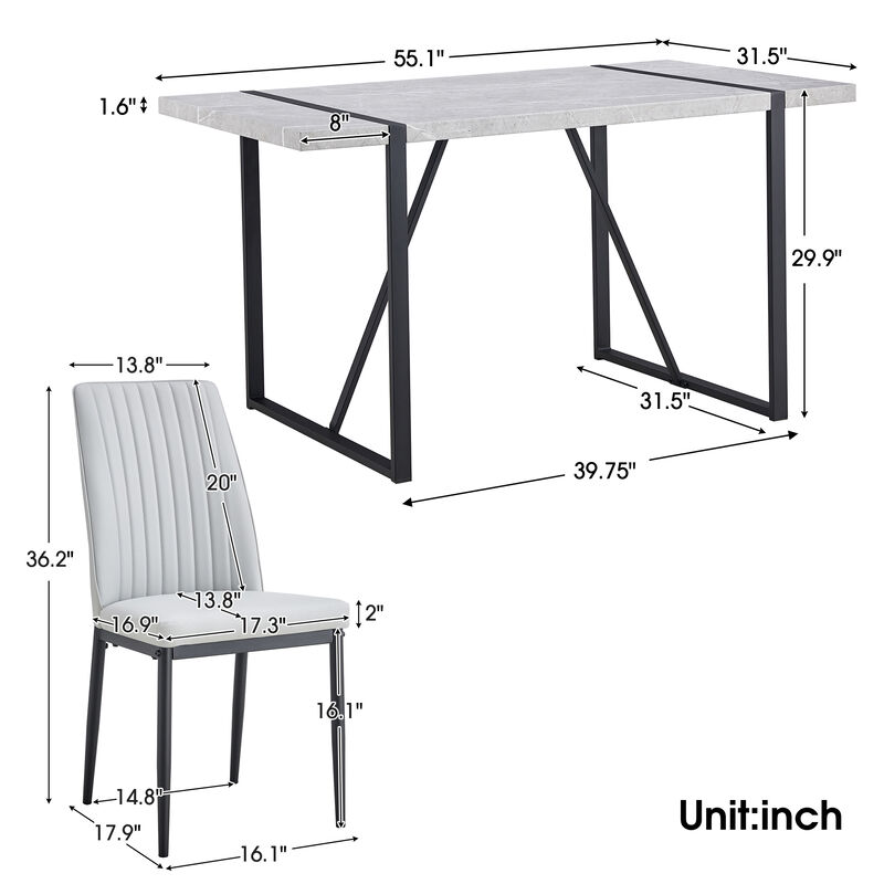Merax Dining Table Chairs 5-piece Set